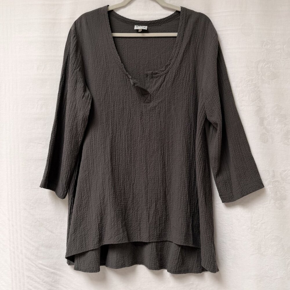 Habitat Clothes To Live In Tunic Womens Large 3/4 Sleeves Pullover Crinkle Top